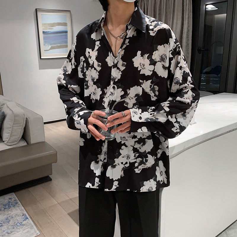 Men's Casual Loose Long Sleeve Printed Shirt
